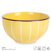 Multi-Color Glazed with White Line Ceramic Rice Bowl